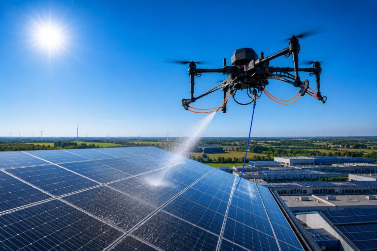 Photovoltaikanlage Reinigung mit Drohne