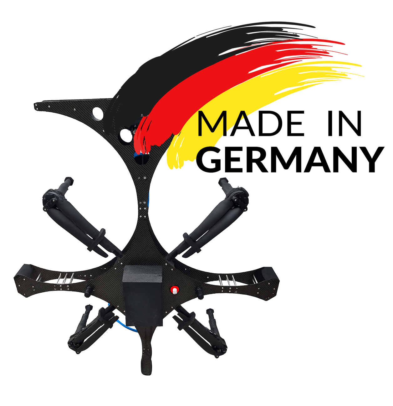 Carbon-Reinigungsdrohne im Anflug an ein Gebäude