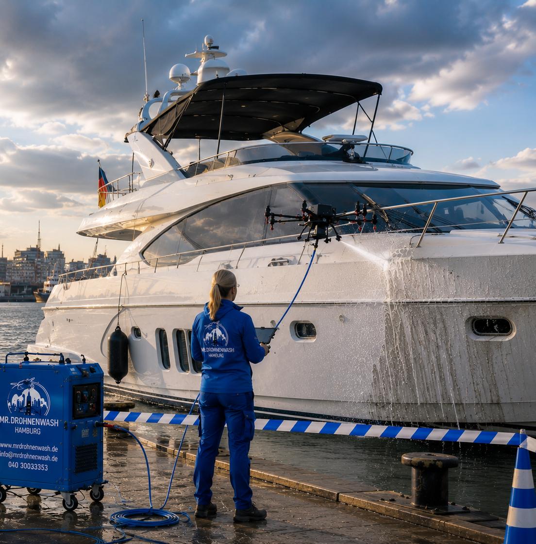 Yacht schonend per Drohne gereinigt